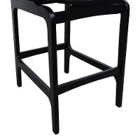 Banqueta Alta Bistrô Apollo Encosto Telinha Natural E Assento Anatômico - Preto Estofado Linho Bege - 2