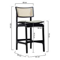 Banqueta Alta Bistrô Apollo Encosto Telinha Natural E Assento Anatômico - Preto Estofado Linho Bege - 3