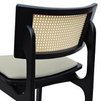 Banqueta Alta Bistrô Apollo Encosto Telinha Natural E Assento Anatômico - Preto Estofado Linho Bege - 5