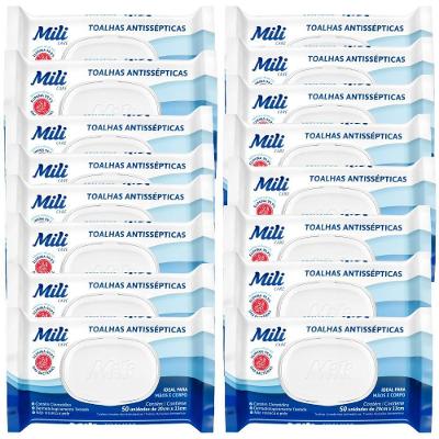 Toalhas Antissépticas Mili 16 Pacotes C- 50 (total: 800 Toalhas)-sem álcool