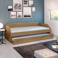 Bicama Solteiro Duo Com Cama Auxiliar Em Mdf Premium Amendoa - Cor: Marrom - 3