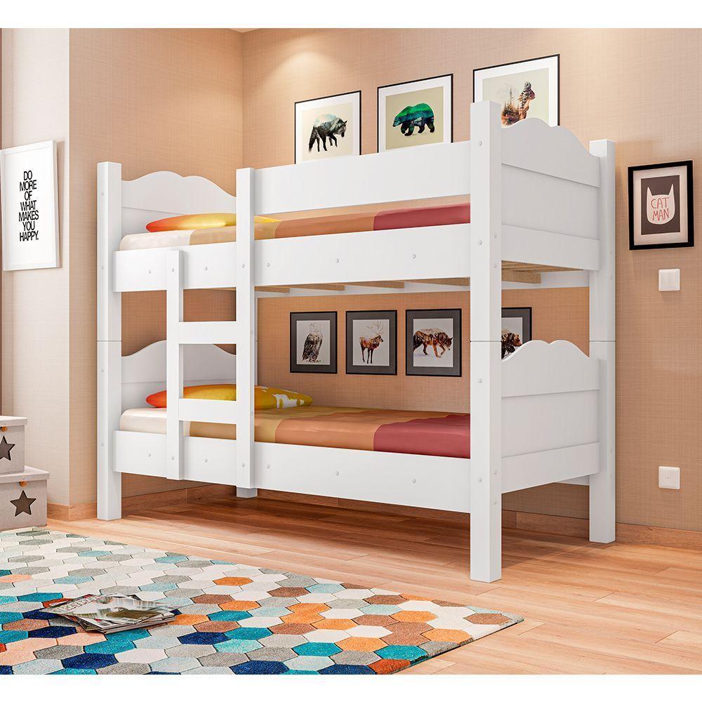 Beliche Multifuncional Que Vira 2 Camas Madrid Com Grades De Proteção - Branco - Cor: Branco - 1