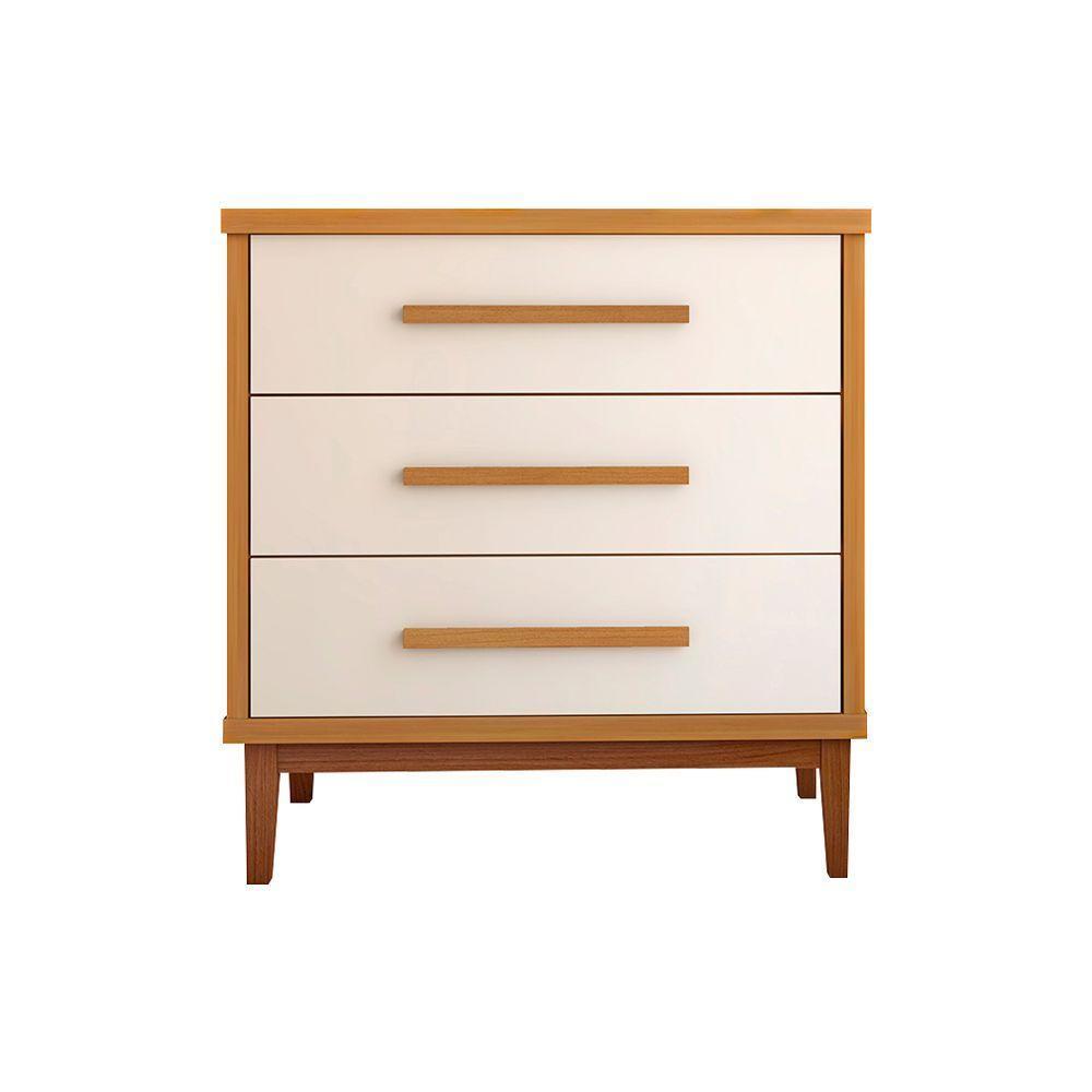 Cômoda Para Quarto 3 Gavetas Charlotte Nature - Off White - Cor: Bege - 4