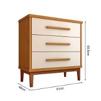 Cômoda Para Quarto 3 Gavetas Charlotte Nature - Off White - Cor: Bege - 2