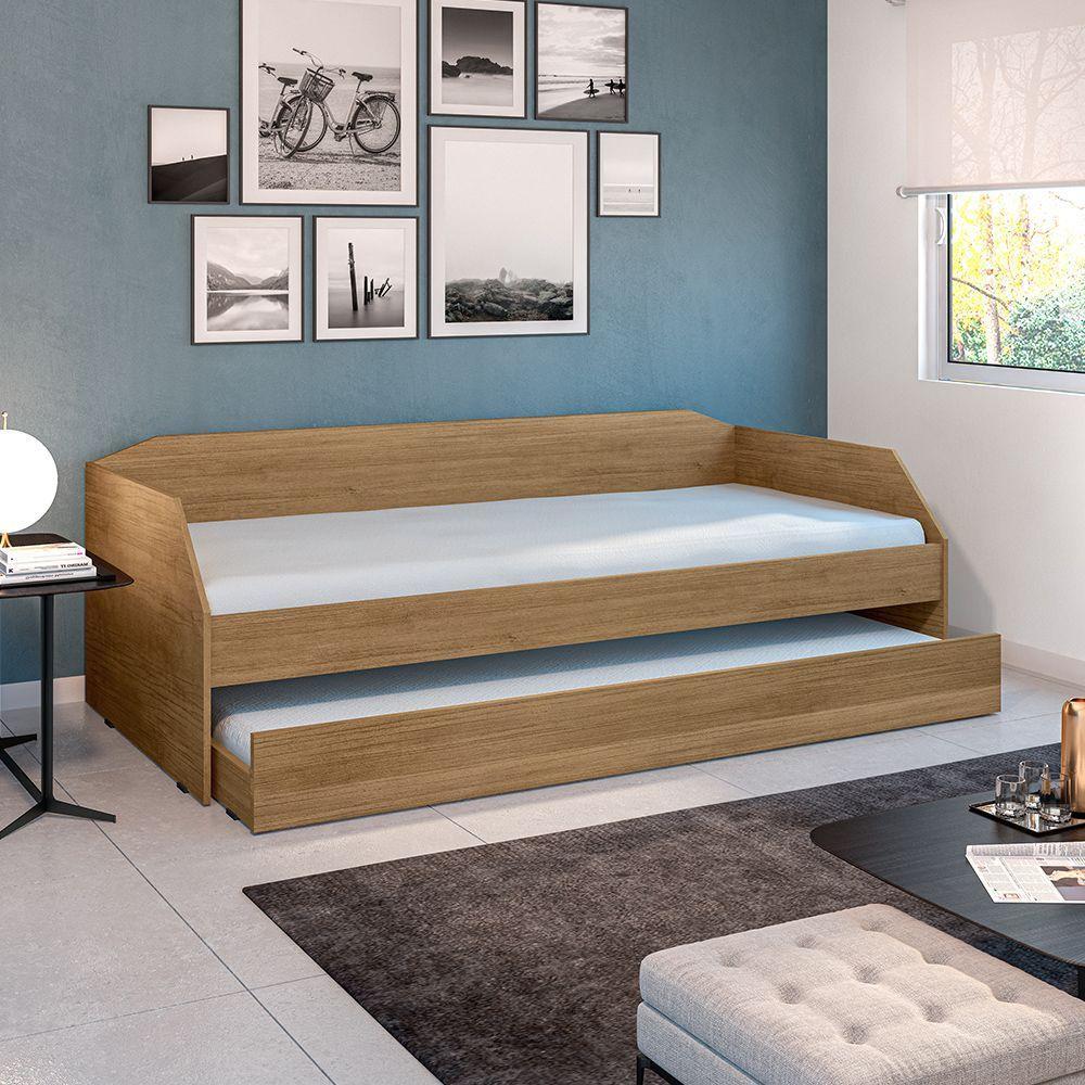 Sofá Cama Solteiro Duo Com Cama Auxiliar Em Mdf Reforçado 15mm Amendoa - Cor: Marrom - 5