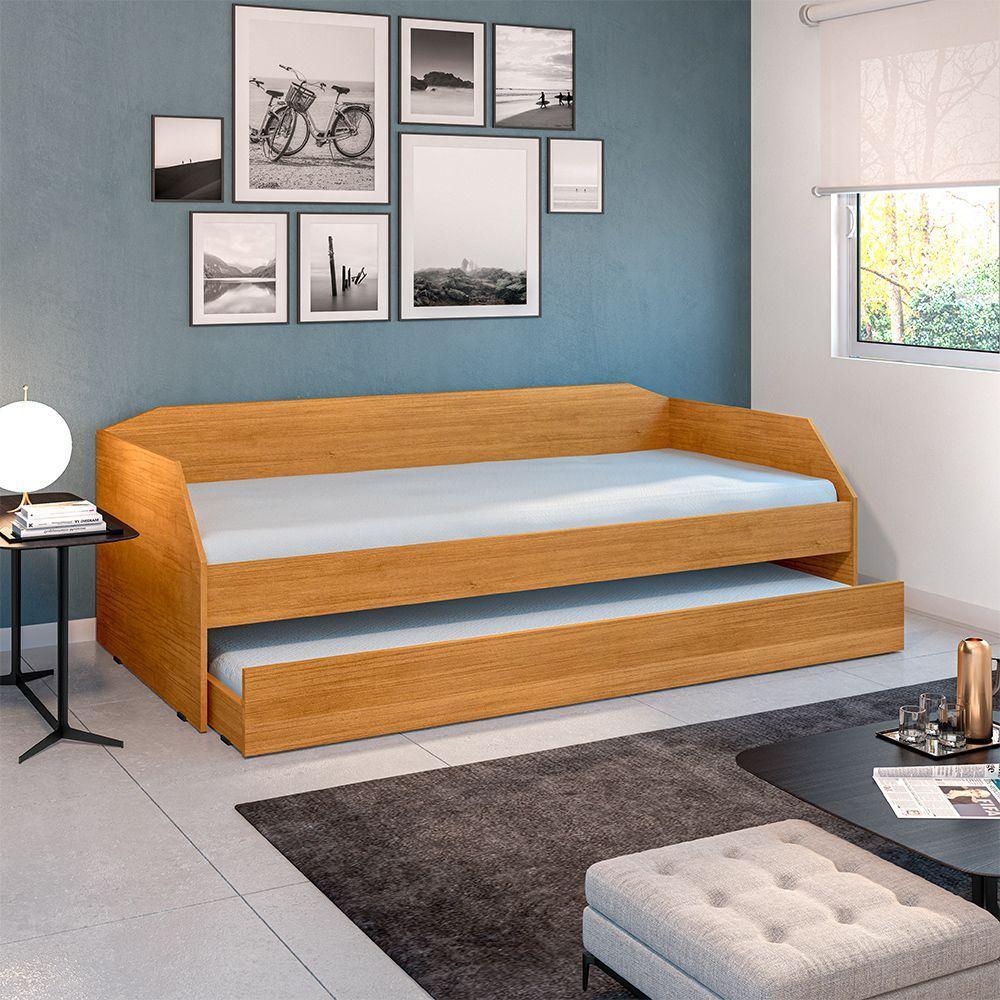 Bicama Solteiro Duo Com Cama Auxiliar Em Mdf Premium Nature - Cor: Bege - 3