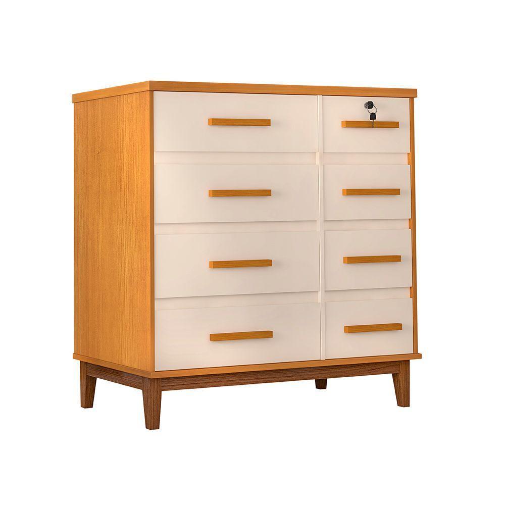 Cômoda Para Quarto 8 Gavetas Detroit Nature- Off White - Cor: Bege - 2