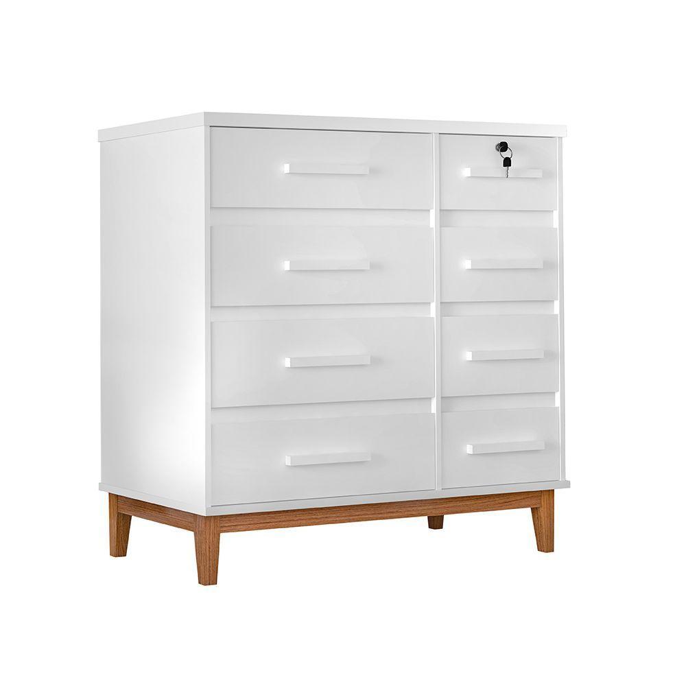 Cômoda Para Quarto 8 Gavetas Detroit Branco - Cor: Branco - 2