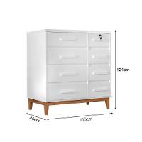 Cômoda Para Quarto 8 Gavetas Detroit Branco - Cor: Branco - 3