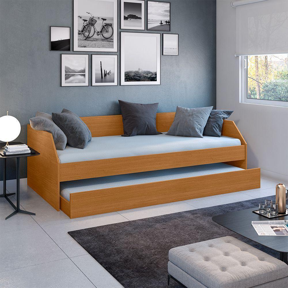 Sofá Cama Solteiro Duo Com Cama Auxiliar Em Mdf Reforçado 15mm Nature - Cor: Bege - 1