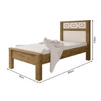 Cama Solteiro Em Mdf Las Vegas - Amêndoa-off White - Cor: Marrom - 2