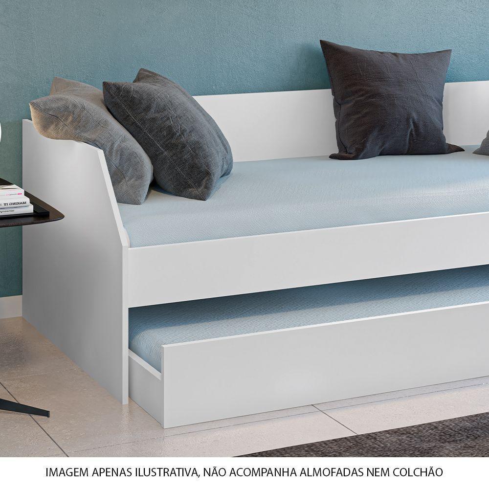 Sofá Cama Solteiro Duo Com Cama Auxiliar Em Mdf Reforçado 15mm Branco - Cor: Branco - 3