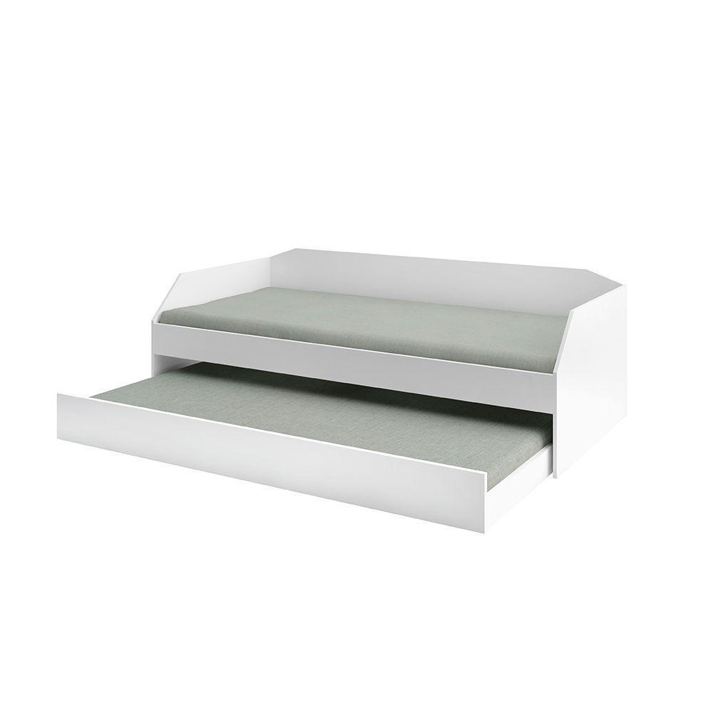 Sofá Cama Solteiro Duo Com Cama Auxiliar Em Mdf Reforçado 15mm Branco - Cor: Branco - 6