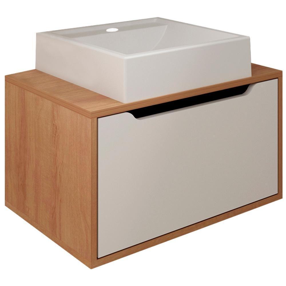 Gabinete Com Cuba Para Banheiro Bn3630x46 Amendoa Branco Tecno Mobili Amendoa Branco - 1