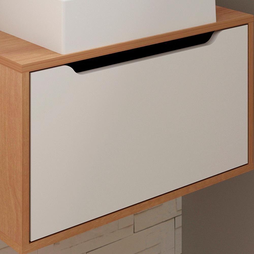 Gabinete Com Cuba Para Banheiro Bn3630x46 Amendoa Branco Tecno Mobili Amendoa Branco - 4