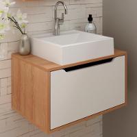 Gabinete Com Cuba Para Banheiro Bn3630x46 Amendoa Branco Tecno Mobili Amendoa Branco - 7