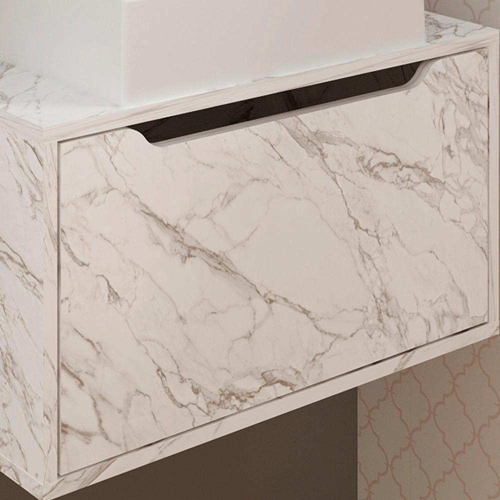 Gabinete Com Cuba Para Banheiro Bn3630x46 Marmore Branco Tecno Mobili Marmore Branco - 7