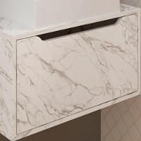 Gabinete Com Cuba Para Banheiro Bn3630x46 Marmore Branco Tecno Mobili Marmore Branco - 7