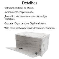 Gabinete Com Cuba Para Banheiro Bn3630x46 Marmore Branco Tecno Mobili Marmore Branco - 9