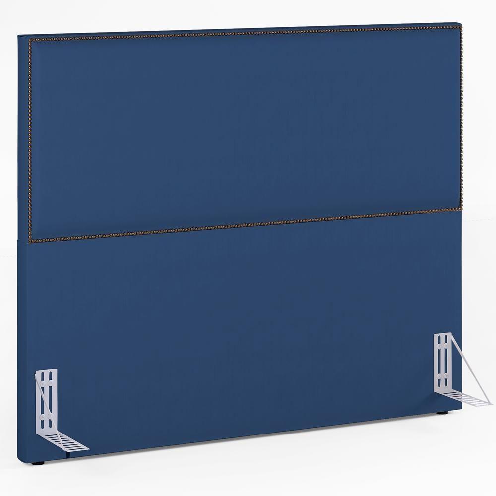 Cabeceira Box Casal King Com Tachas 195 Cm Suede Azul - 1
