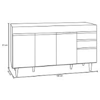 Balcão Gabinete Para Pia Sem Tampo 150cm Marrocos Preto - Lumil - 2