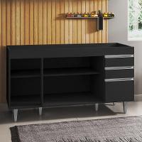 Balcão Gabinete Para Pia Sem Tampo 150cm Marrocos Preto - Lumil - 3