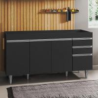 Balcão Gabinete Para Pia Sem Tampo 150cm Marrocos Preto - Lumil - 4