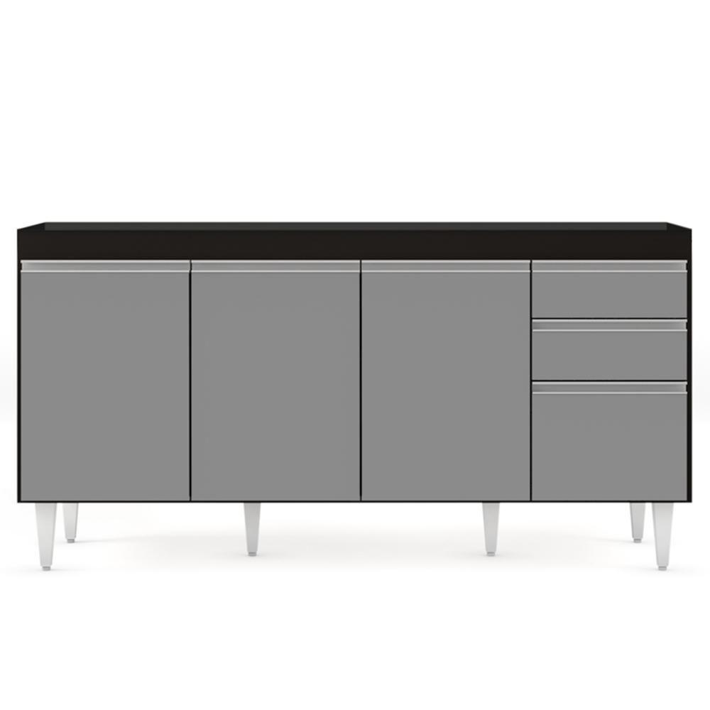 Balcão Gabinete 160cm Sem Tampo 4 Portas 2 Gavetas Arkansas Preto/cinza - Lumil Móveis - 2