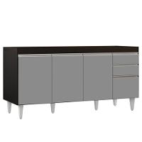Balcão Gabinete 160cm Sem Tampo 4 Portas 2 Gavetas Arkansas Preto/cinza - Lumil Móveis - 1
