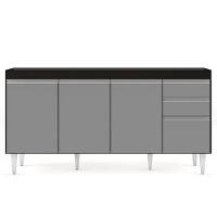 Balcão Gabinete 160cm Sem Tampo 4 Portas 2 Gavetas Arkansas Preto/cinza - Lumil Móveis - 2