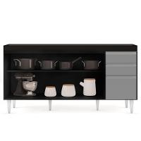 Balcão Gabinete 160cm Sem Tampo 4 Portas 2 Gavetas Arkansas Preto/cinza - Lumil Móveis - 5
