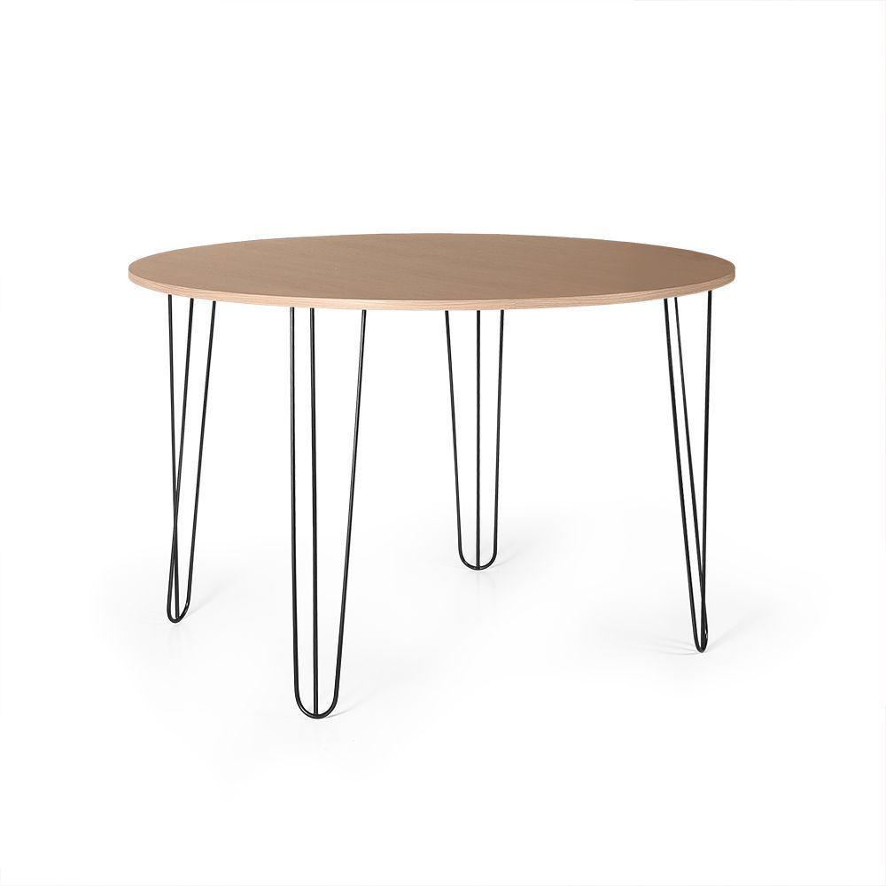 Mesa De Jantar Redonda 4 Lugares 90cm Base De Ferro Hairpin Jade - Straub Web - 1