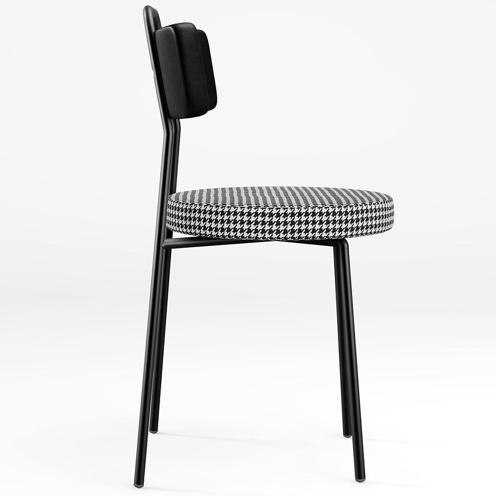 Kit 06 Cadeiras Para Cozinha Sala De Jantar Barcelona L02 Couríssimo Preto Pied Poule - Lyam Decor - 3