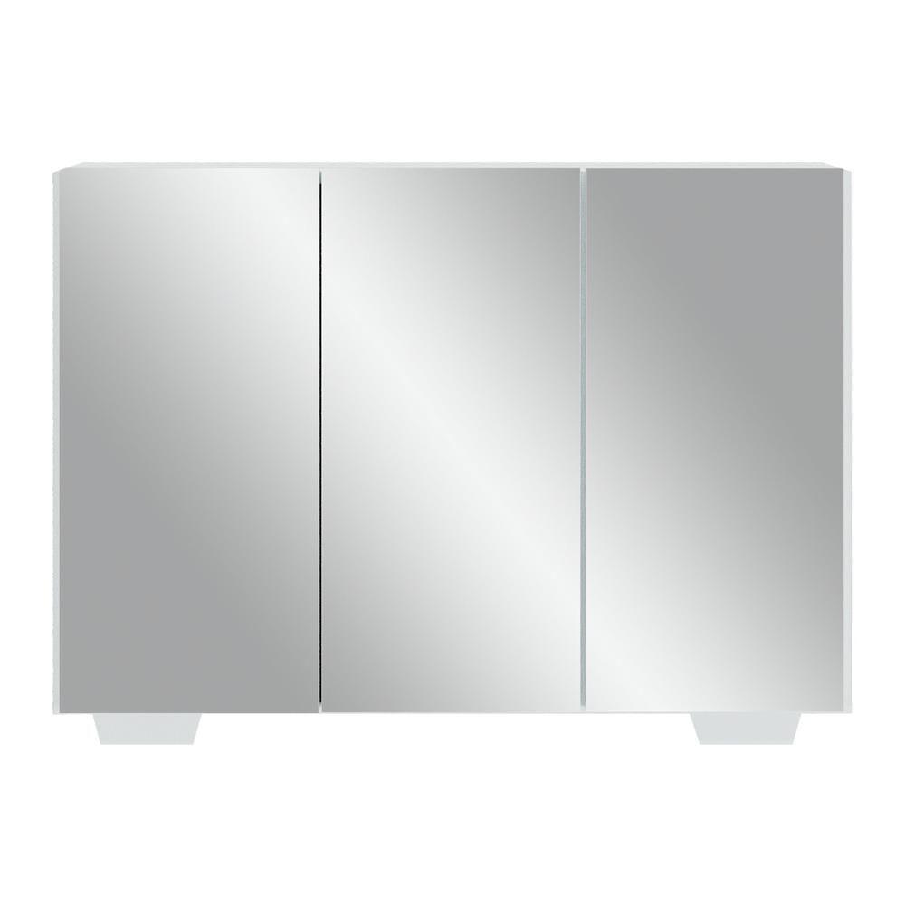 Aparador Buffet 4 Portas Com Espelho E Pés Quadrados Vegas V3560 Branco Branco - 9