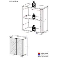 Aparador Buffet 4 Portas Com Espelho E Pés Quadrados Vegas V3560 Branco Branco - 3