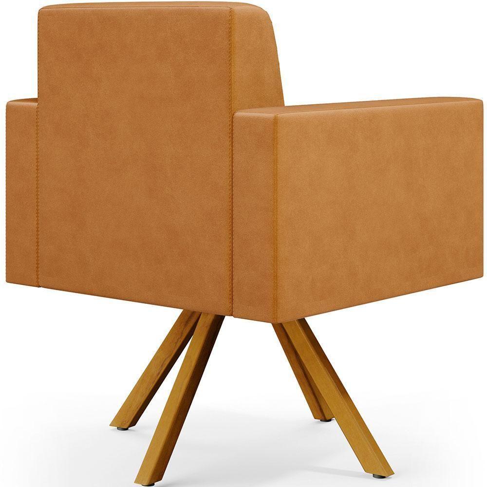 Kit 04 Poltronas Base Giratória De Madeira Couríssimo Whisky - 2