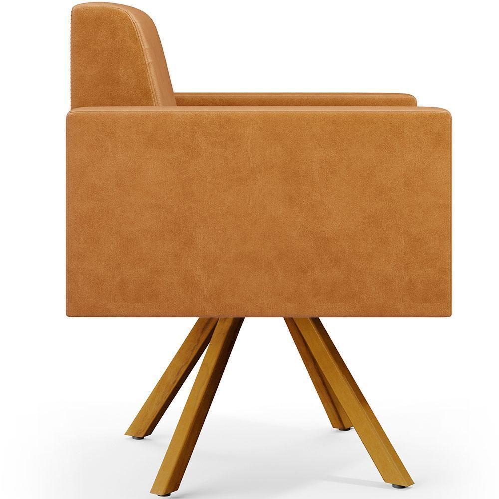 Kit 04 Poltronas Base Giratória De Madeira Couríssimo Whisky - 3