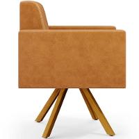 Kit 04 Poltronas Base Giratória De Madeira Couríssimo Whisky - 3