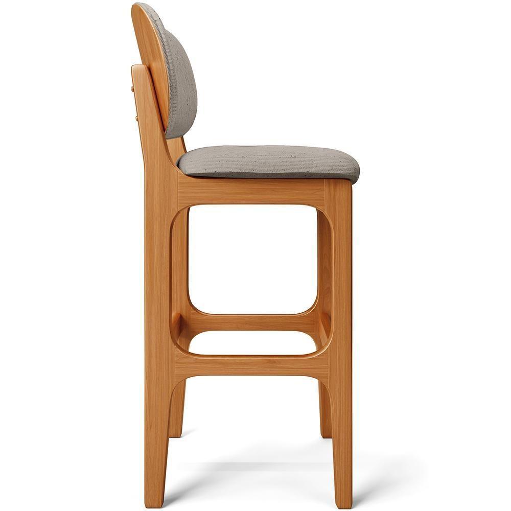 Kit 5 Banquetas Alta Betta Imbuia Linho Bege - 3