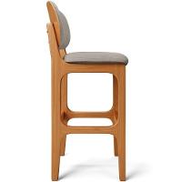 Kit 5 Banquetas Alta Betta Imbuia Linho Bege - 3