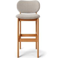 Kit 5 Banquetas Alta Betta Imbuia Linho Bege