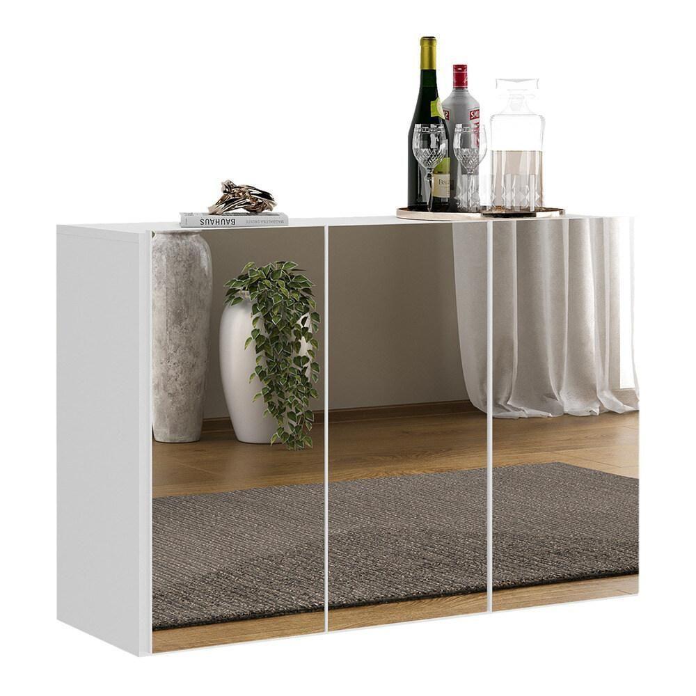 Aparador Buffet 2 Portas Com Espelho Vegas V3611 Branco Branco - 1