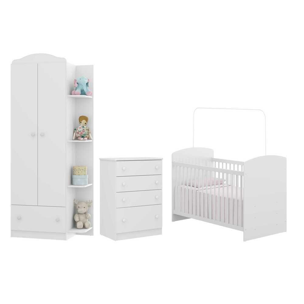 Quarto Infantil Completo Colchão Berço Guarda Roupa e Cômoda - 1