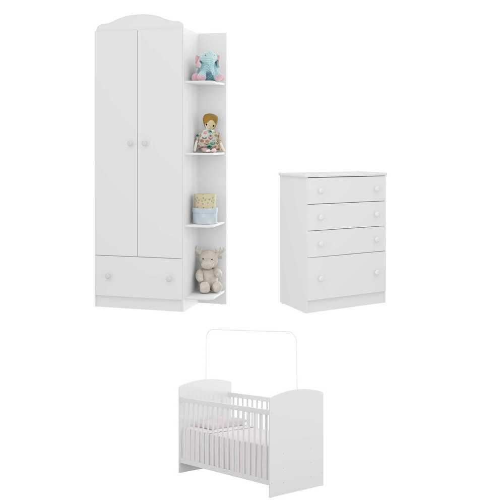 Quarto Infantil Completo Colchão Berço Guarda Roupa e Cômoda - 2