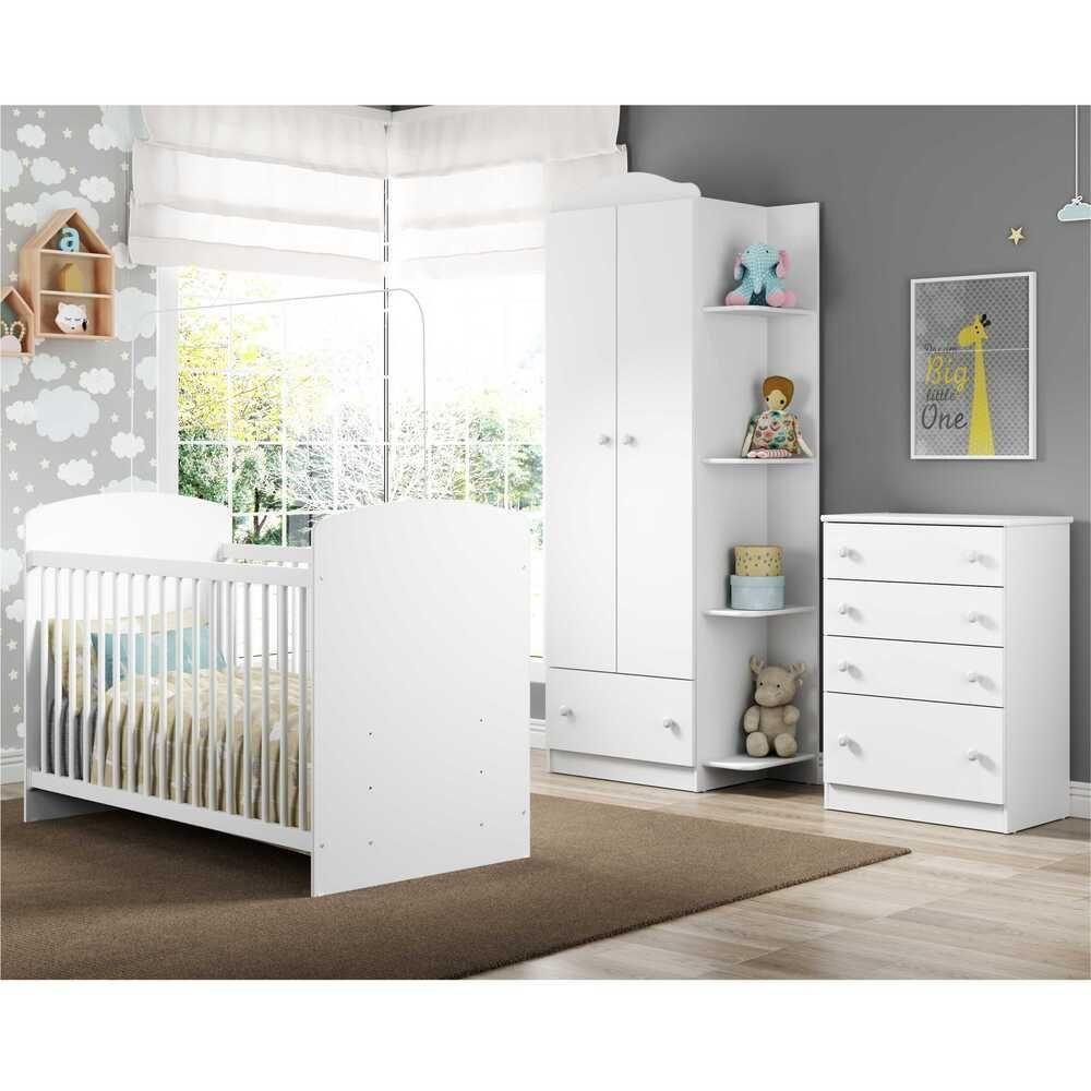 Quarto Infantil Completo Colchão Berço Guarda Roupa e Cômoda - 6