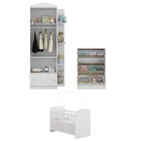 Quarto Infantil Completo Colchão Berço Guarda Roupa e Cômoda - 3
