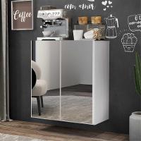 Aparador Buffet 4 Portas Com Espelho Suspenso Vegas V3596 Branco Branco