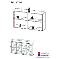 Aparador Buffet 4 Portas Com Espelho Suspenso Vegas V3596 Branco Branco - 7