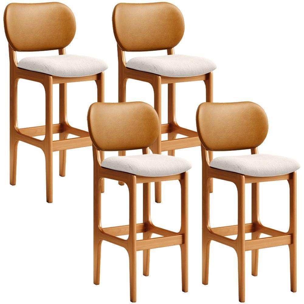 Kit 4 Banquetas Alta Betta Imbuia Whisky Linho Cru - 1