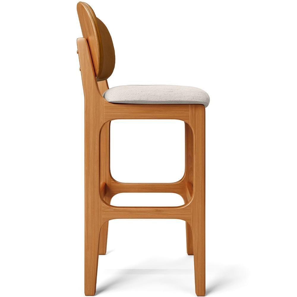 Kit 4 Banquetas Alta Betta Imbuia Whisky Linho Cru - 3